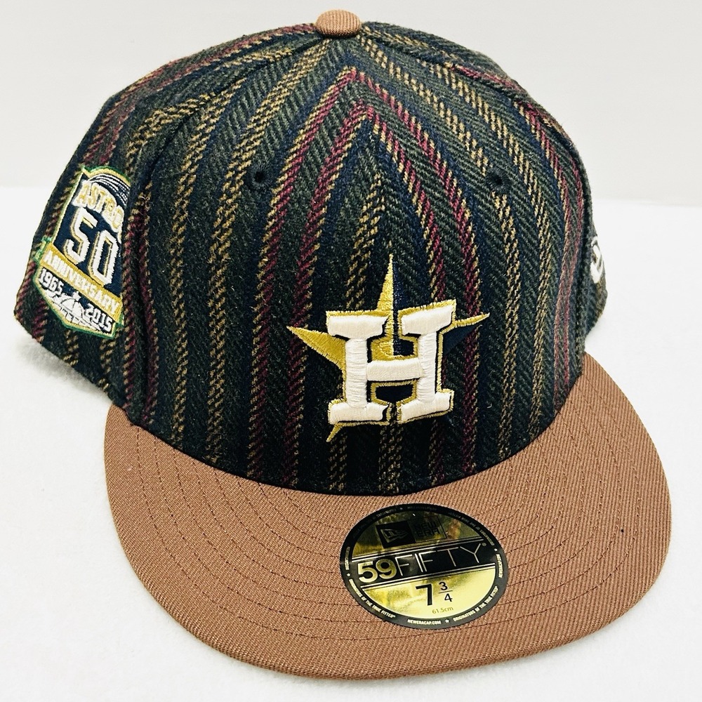 New‎ Era Houston Astros Herringbone 50 Years 59FIFTY Fitted Hat Cap 7 3/4 Brown